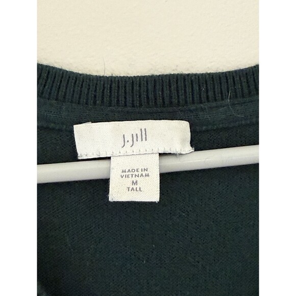 J.Jill Women V Neck Green Relaxed Fit Lightweight Pullover Sweater Cotton Tall M - Picture 2 of 6